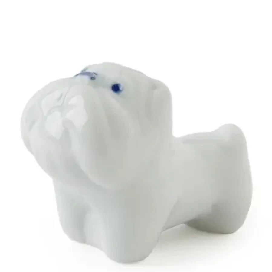 Miya Company White Bulldog Chopstick Rest - Ceramic Tableware for Asian Dining Decor
