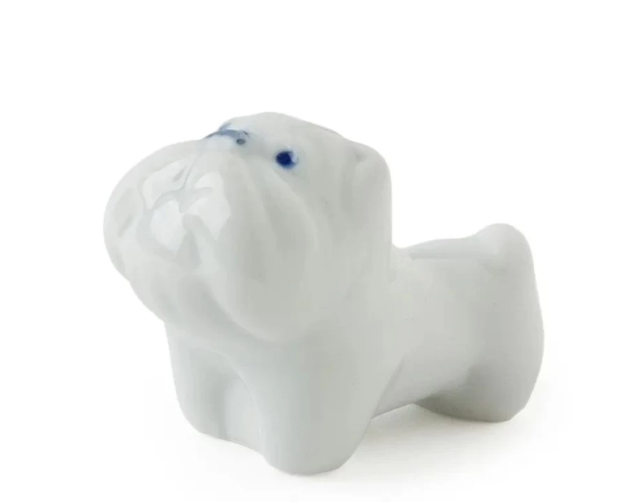 Miya Company White Bulldog Chopstick Rest - Ceramic Tableware for Asian Dining Decor