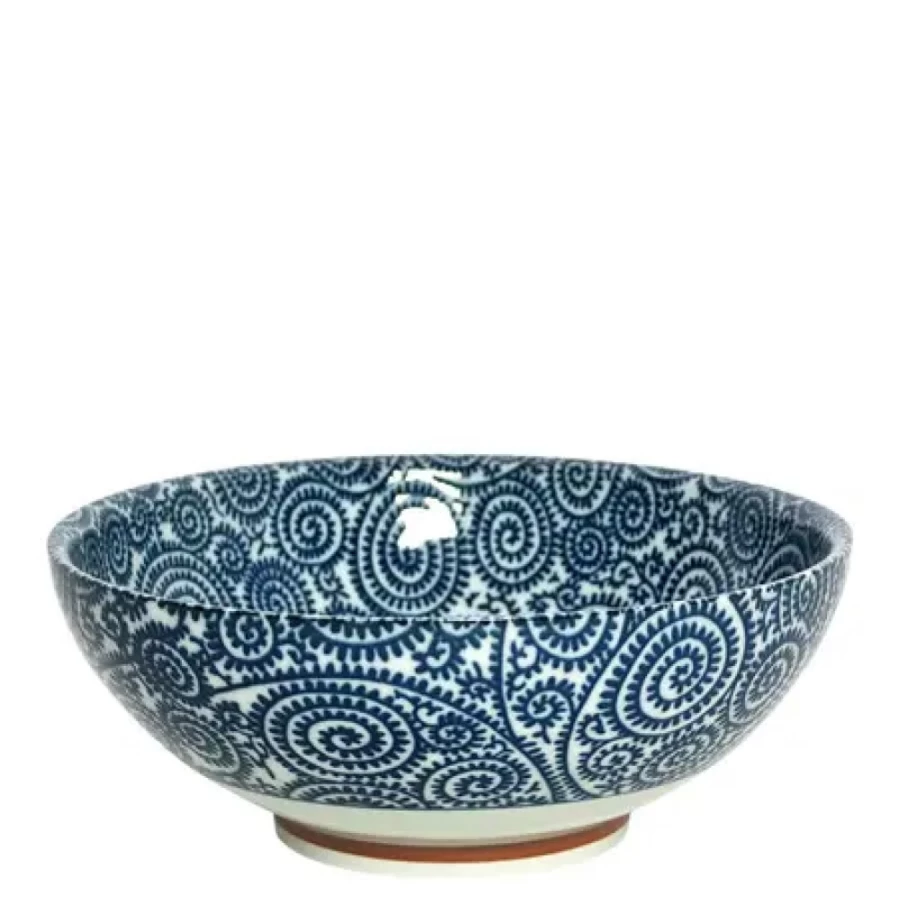 Miya Company Blue Vines 8.25-Inch Decorative Ceramic Bowl for Home Dining & Kitchen Decor