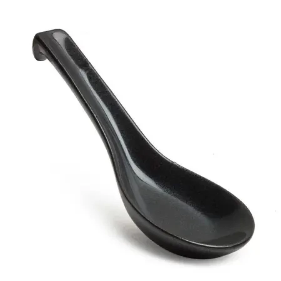 Miya Company Iron Glaze Ceramic Soup Spoon - Durable Elegant Dining Utensil for Restaurants & Home Use