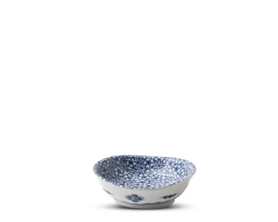 Miya Company Blue & White Floral 3.75 Inch Porcelain Sauce Dish – Decorative Small Serving Plate for Condiments & Appetizers