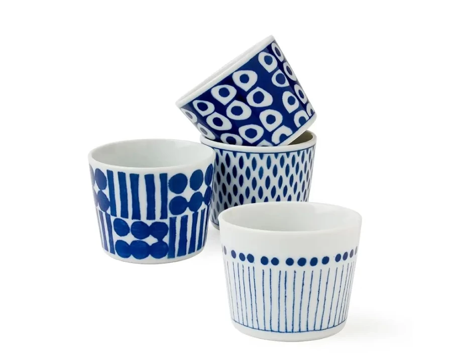 Miya Company 6 Oz. Japanese Soba Noodle Cup Set - Sou Designs Ceramic Bowl for Authentic Asian Dining