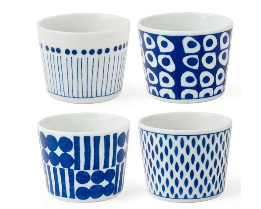 Miya Company 6 Oz. Japanese Soba Noodle Cup Set - Sou Designs Ceramic Bowl for Authentic Asian Dining
