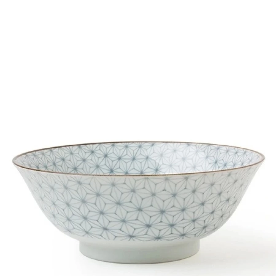 Miya Company Asanoha Pattern 7.25-Inch Ceramic Bowl in Gray - Traditional Japanese Design
