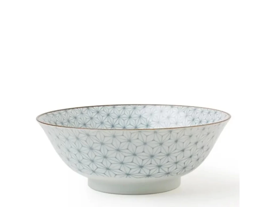 Miya Company Asanoha Pattern 7.25-Inch Ceramic Bowl in Gray - Traditional Japanese Design