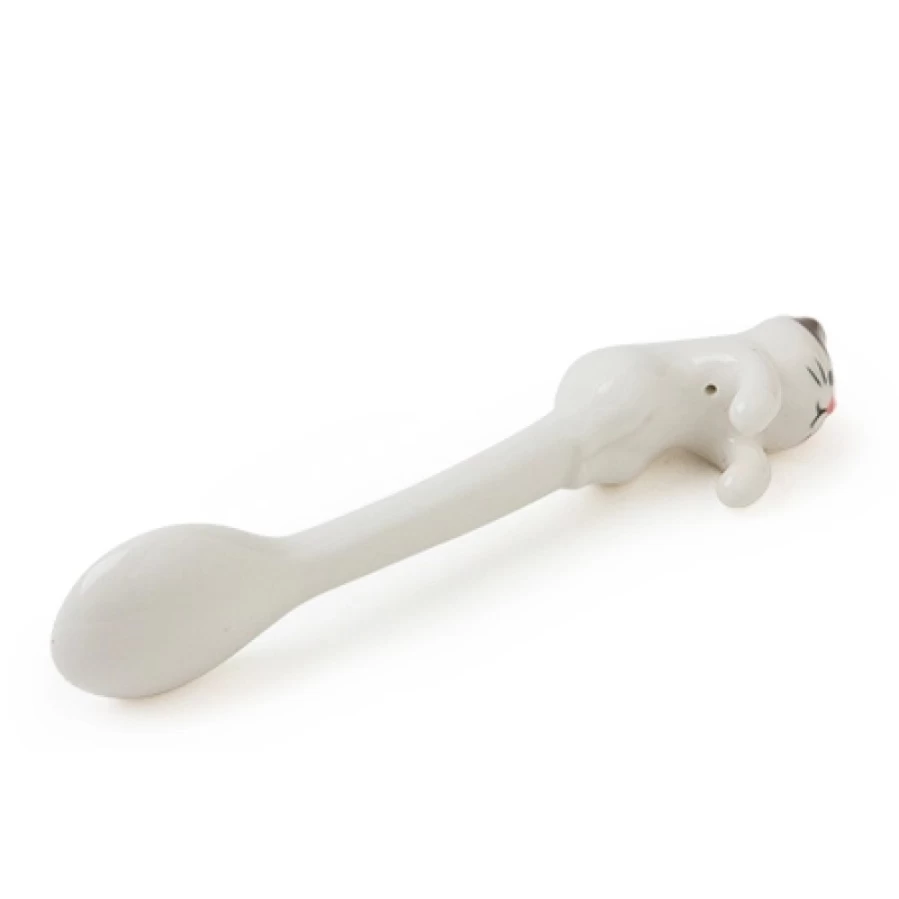 Miya Company White Cat-Shaped Hanging Spoon - Decorative Kitchen Utensil