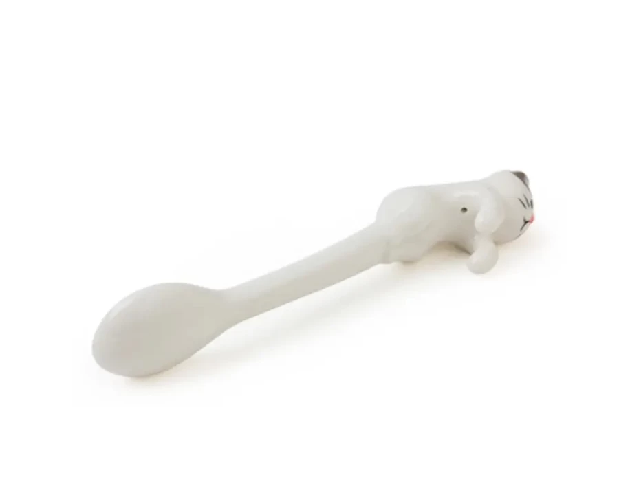Miya Company White Cat-Shaped Hanging Spoon - Decorative Kitchen Utensil