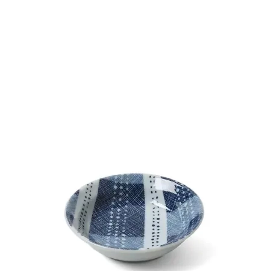 Miya Company Blue Ceramic Stitching Sauce Dish for Dipping and Serving
