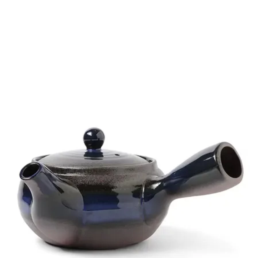 Miya Company Kyu Banko Lapis Teapot with Ring Handle - Handcrafted Ceramic Japanese Teapot