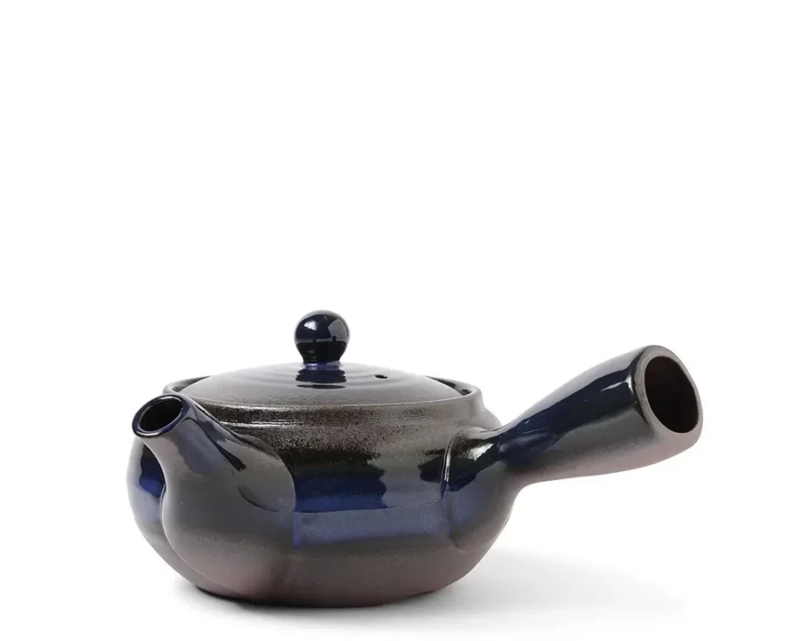 Miya Company Kyu Banko Lapis Teapot with Ring Handle - Handcrafted Ceramic Japanese Teapot