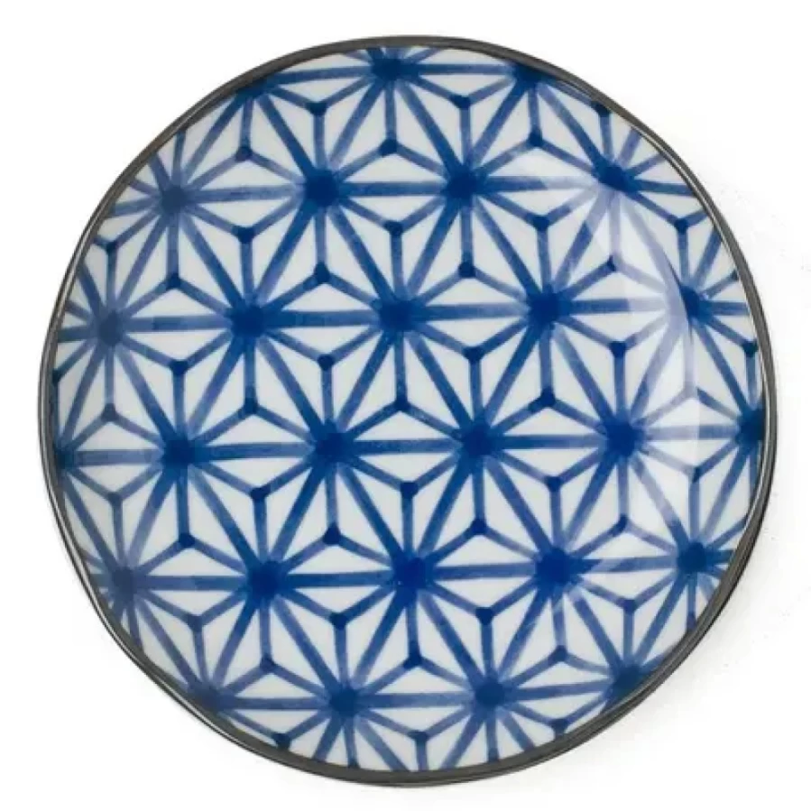 Miya Company 6.5" Asanoha Pattern Ceramic Plate - Handcrafted Japanese Style Decorative Dish