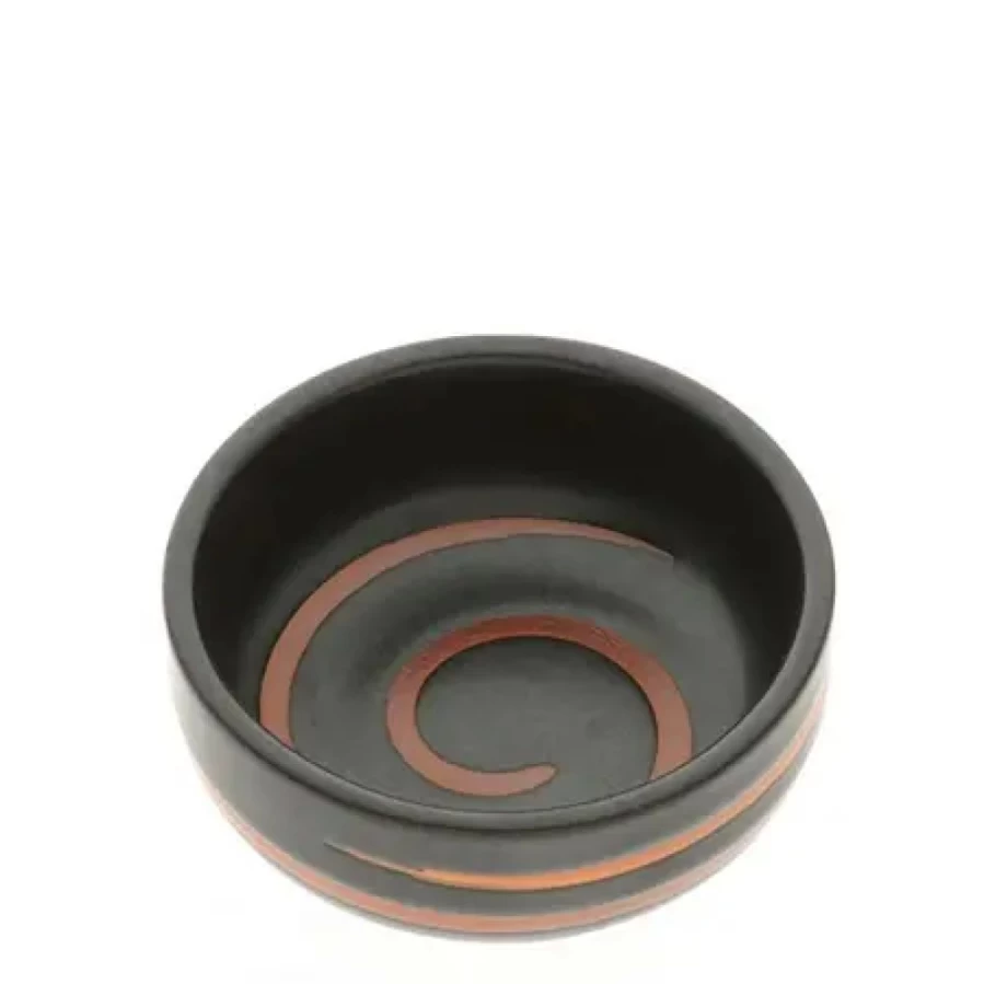 Miya Company Black Caramel Swirl Sauce Dish - Elegant Ceramic Dipping Bowl for Condiments & Dressings