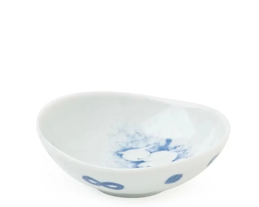 Miya Company Mayu Moon & Rabbit Ceramic Sauce Dish 3" X 3.25" - Handmade Small Appetizer Plate for Soy Sauce, Sushi, Dipping