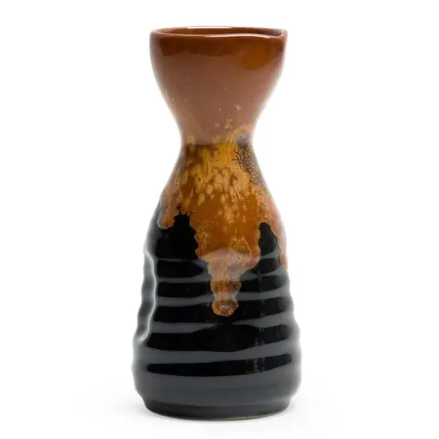 Miya Company Golden Tenmoku 8 Oz. Ceramic Sake Bottle - Traditional Japanese Style