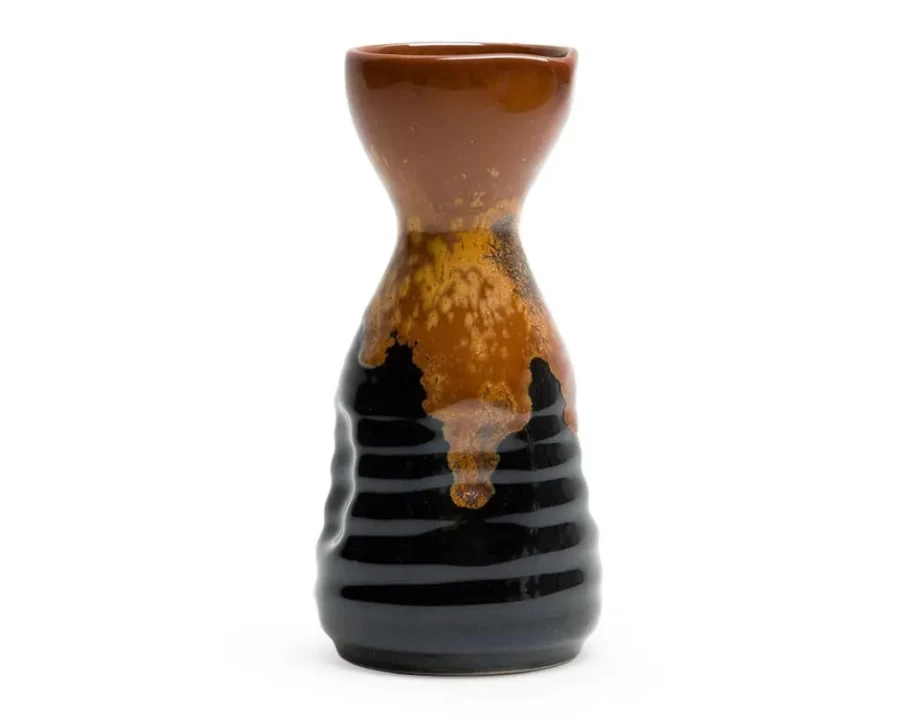 Miya Company Golden Tenmoku 8 Oz. Ceramic Sake Bottle - Traditional Japanese Style