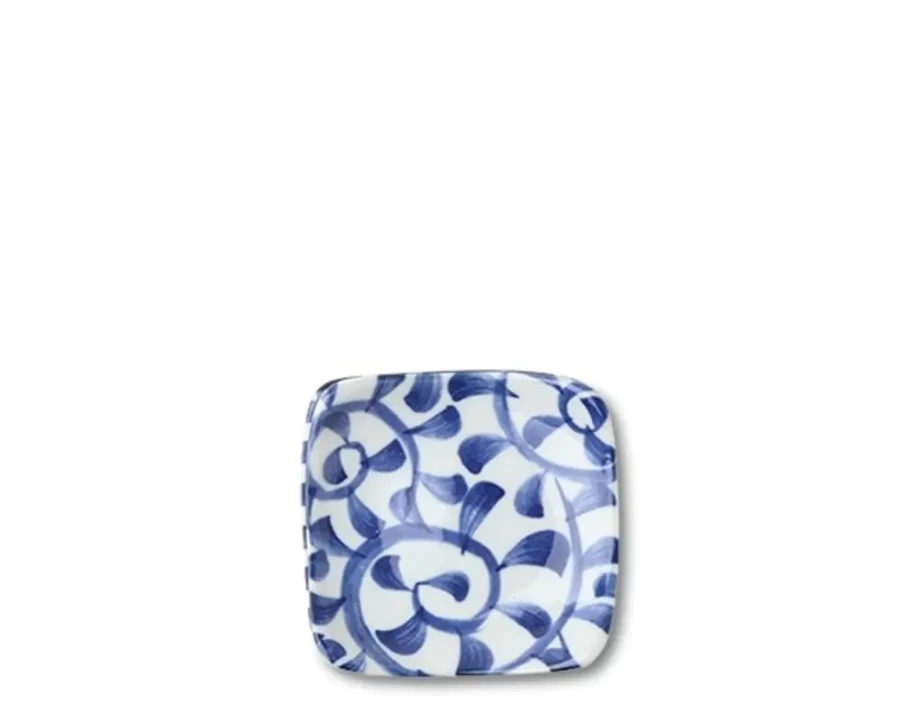 Miya Company Blue & White Karakusa Floral 3.5 Inch Decorative Ceramic Plate