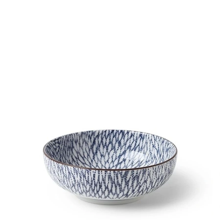 Miya Company Aizome Mums 5-Inch Shallow Bowl – Handcrafted Ceramic Dish for Home Decor