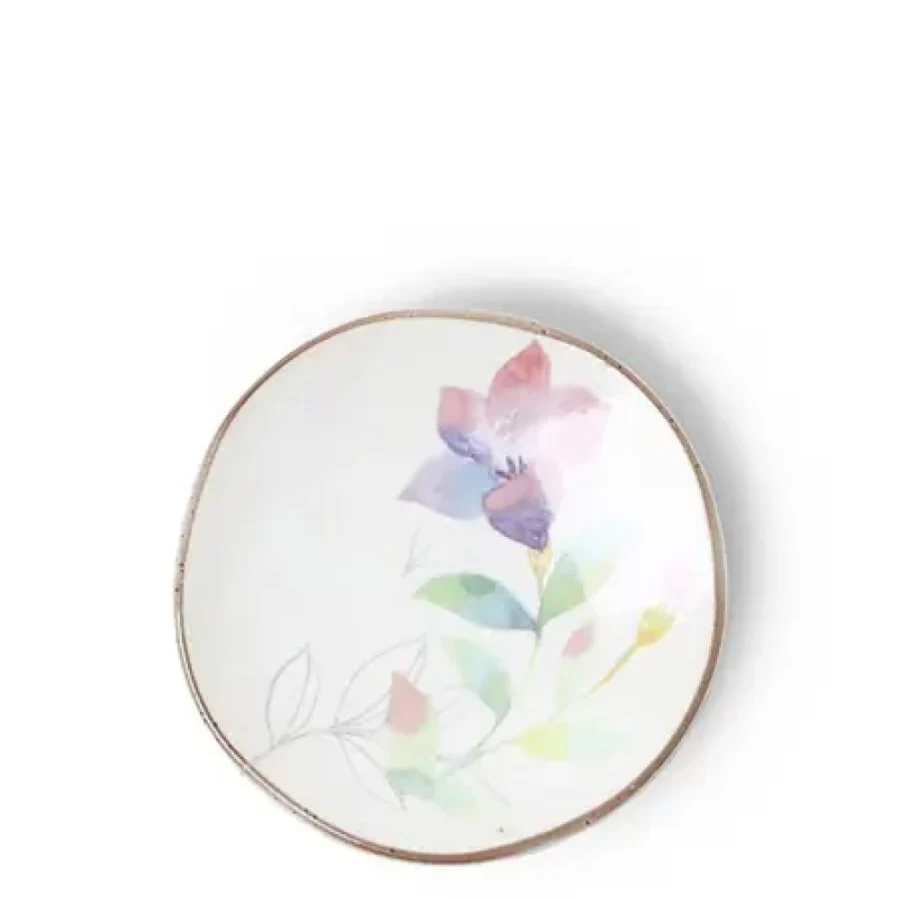Miya Company Floral Mini Plate - Purple and Pink Ceramic Decorative Dish for Home Decor