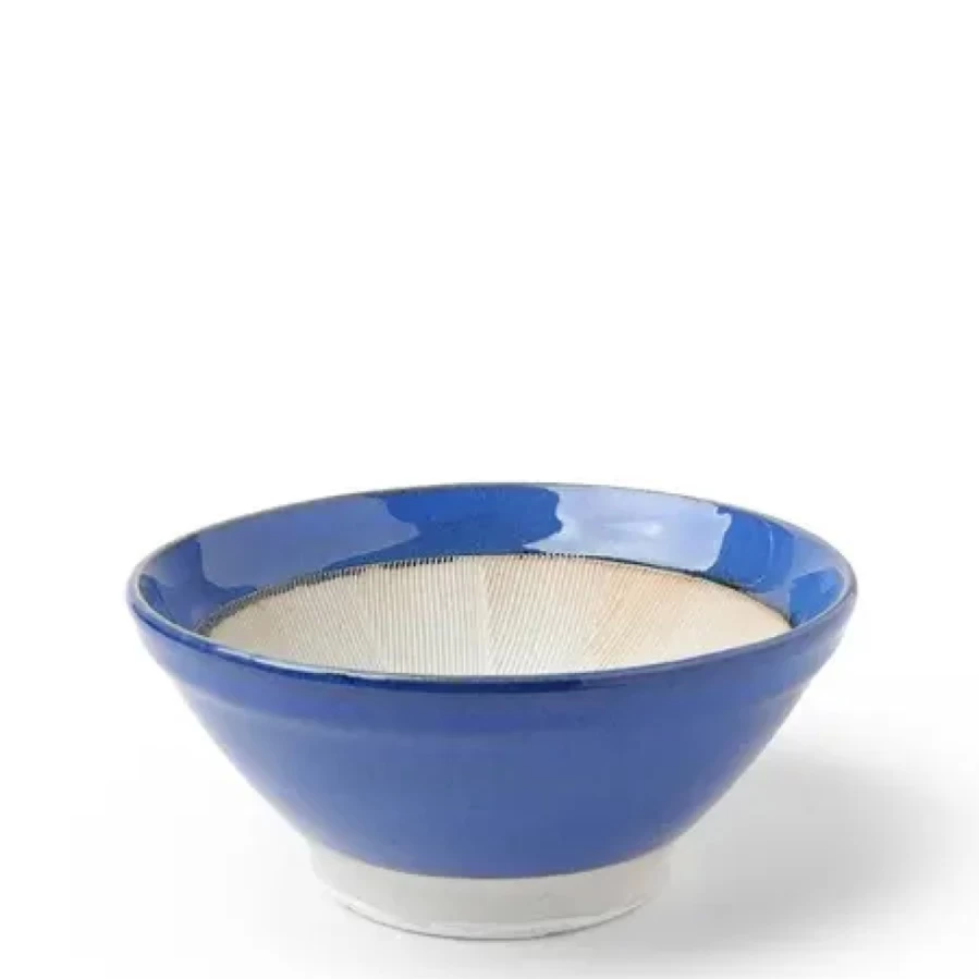 Miya Company Suribachi Mortar and Pestle Set - 6 Inch Cobalt Blue Japanese Grinding Bowl for Spices, Herbs, and Guacamole