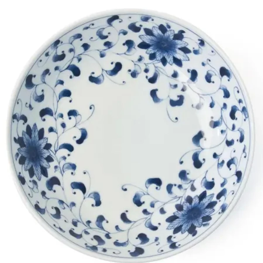 Miya Company Kiku Karakusa 8.25-Inch Japanese Ceramic Bowl, Floral Pattern, Handcrafted Dining & Serving Dish