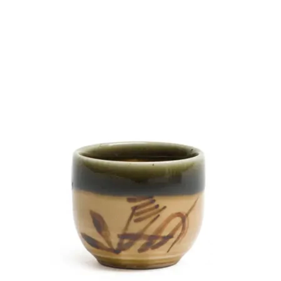 Miya Company Sasa Sake Cup 1.2 Oz - Elegant Japanese Ceramic Sake Set by Oribe