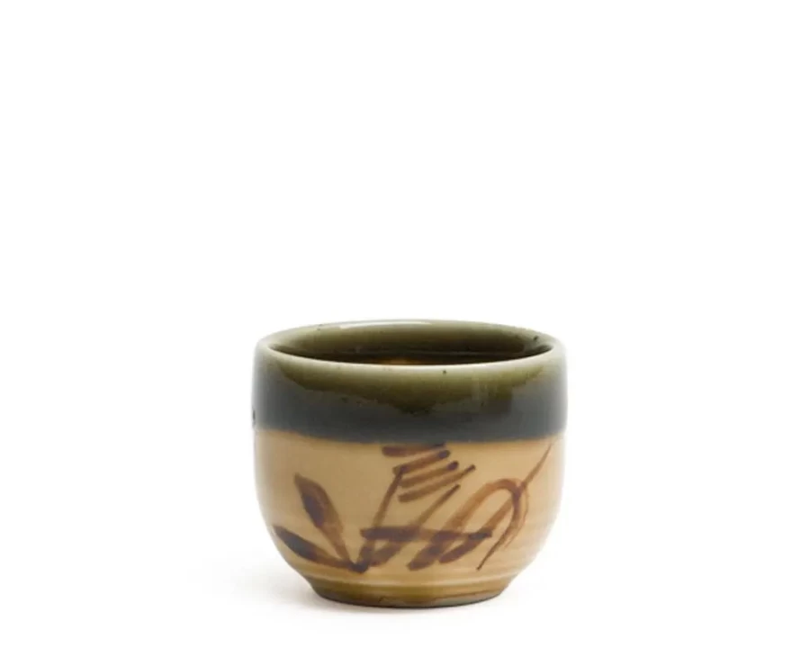 Miya Company Sasa Sake Cup 1.2 Oz - Elegant Japanese Ceramic Sake Set by Oribe
