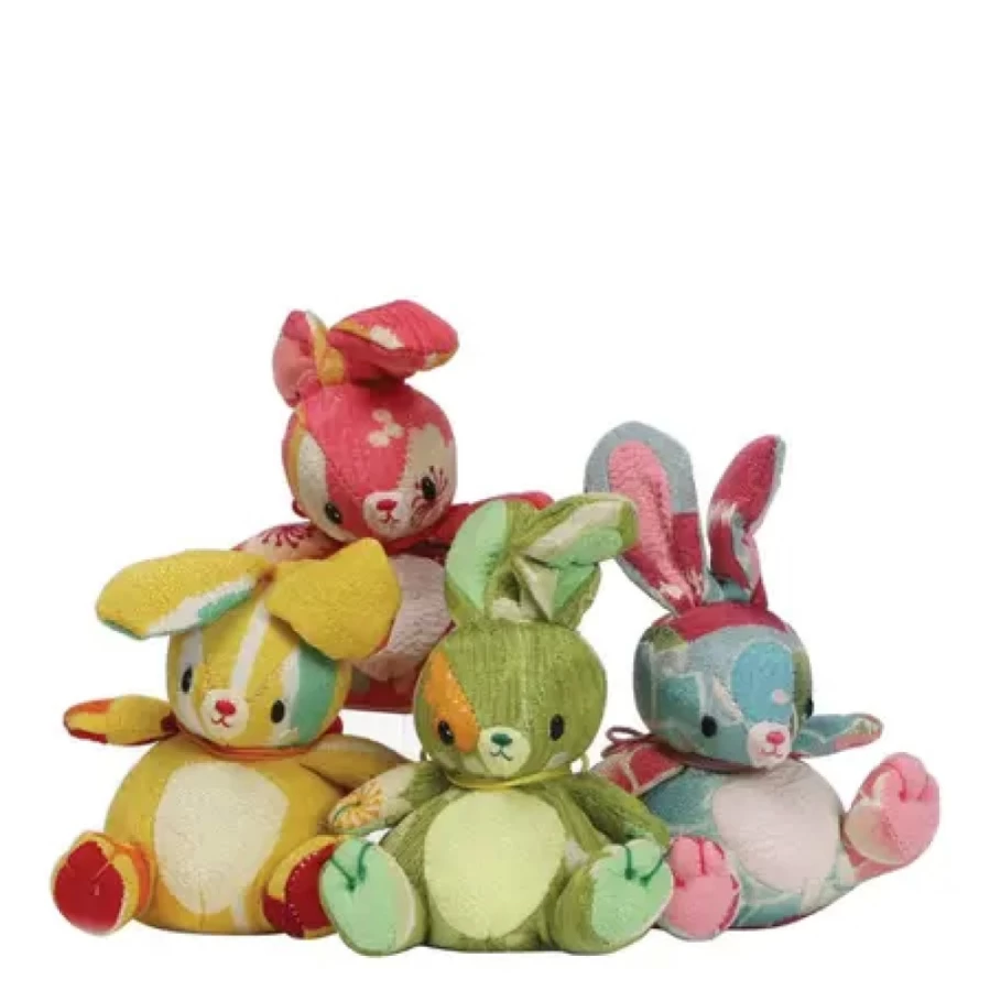 Miya Company Chirimen Beanbag Bunny - Soft Plush Stuffed Animal Toy for Kids