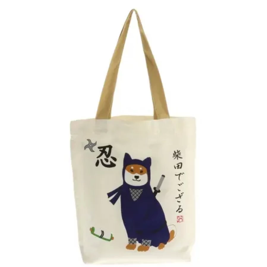 Miya Company Shiba Ninja Canvas Tote Bag - Stylish & Durable Reusable Shopping Bag