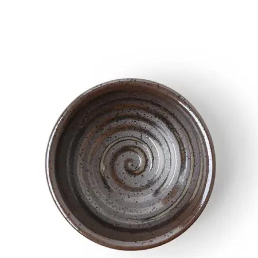 Miya Company Black Crystalline Swirl Sauce Dish - Elegant Ceramic Condiment Bowl for Dining & Serving