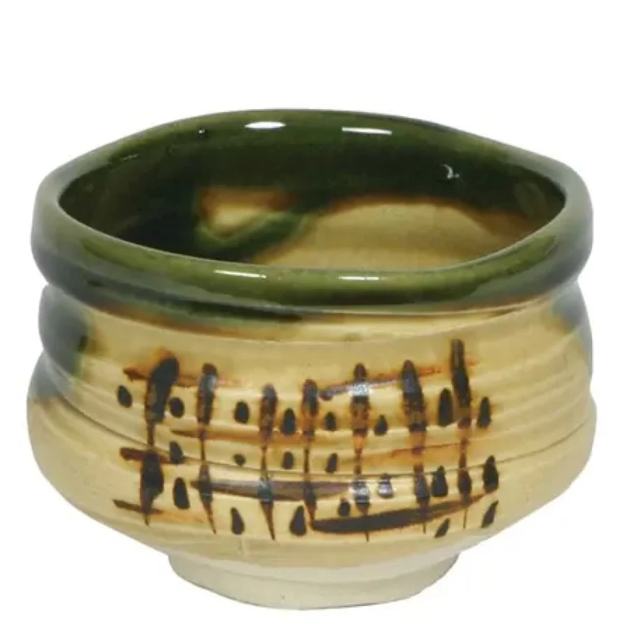 "4.5 Inch Matcha Bowl - Kizeto Oribe Style by Miya Company"