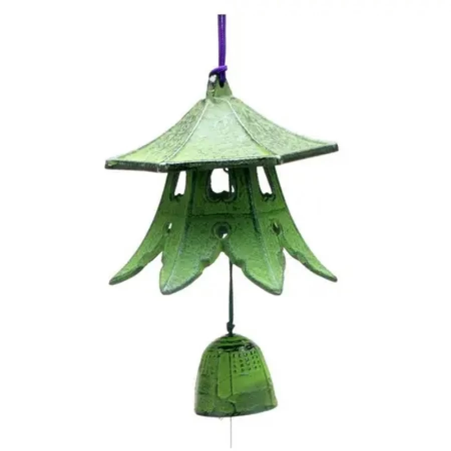 Miya Company Green Temple Bell Wind Chime for Outdoor Garden Decor