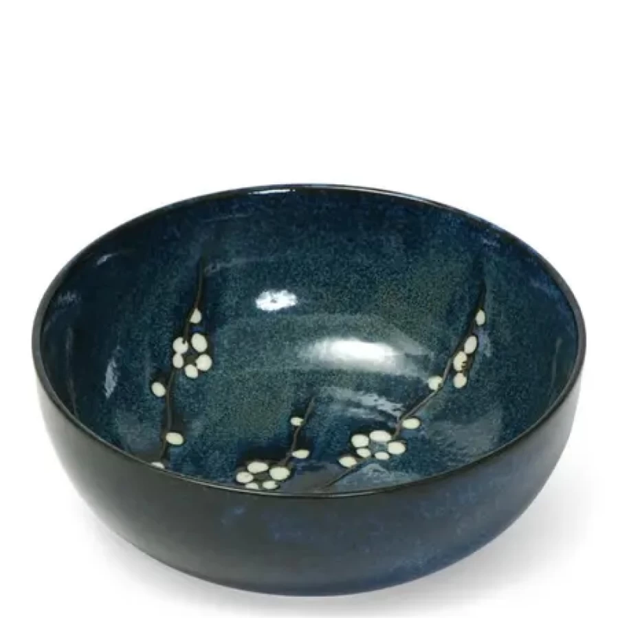 Miya Company Namako Blossoms 9.5-Inch Ceramic Serving Bowl for Dining & Entertaining