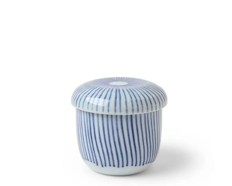 Miya Company Wavy Tokusa Chawan Mushi Cup - Traditional Japanese Steamed Egg Cup
