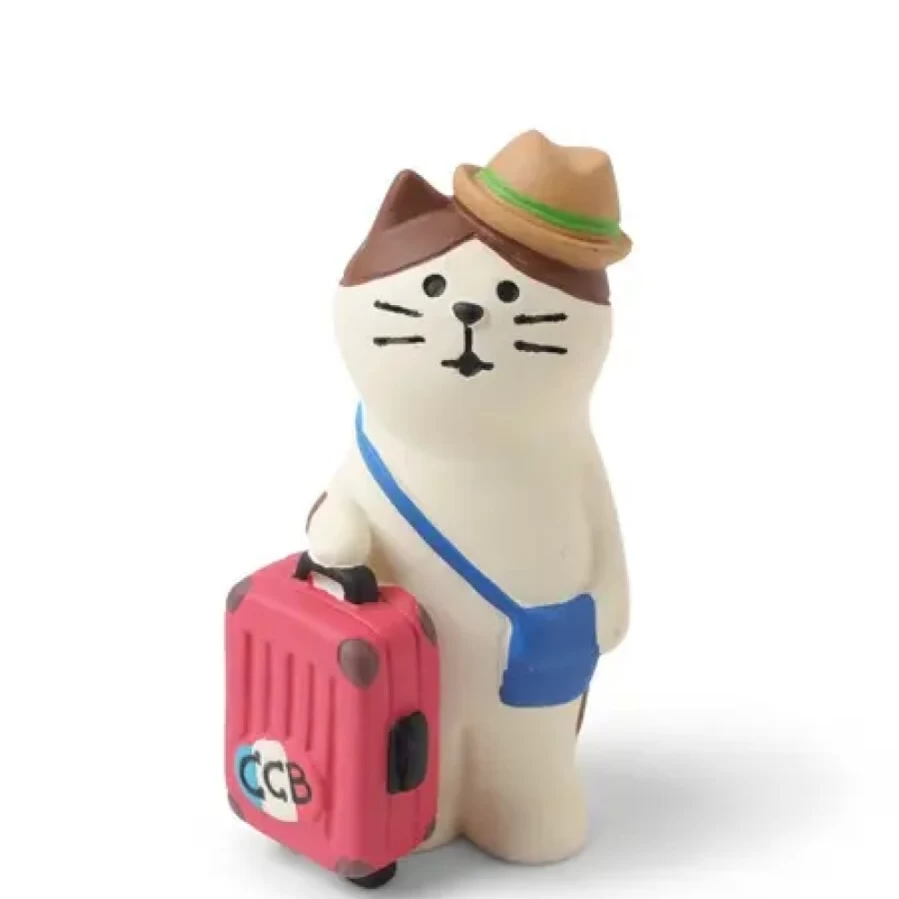 "Miya Company Traveling Cat Figurine - Handcrafted Collectible Statue for Home Decor"