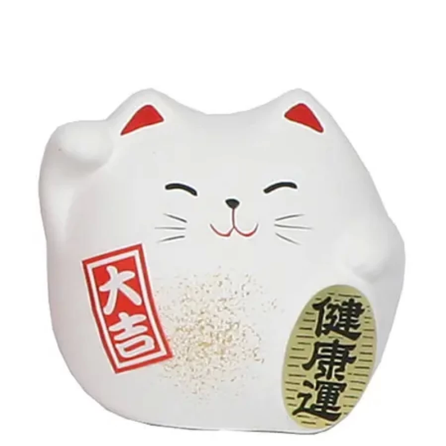 "Lucky White Feng Shui Cat Figurine 2.25 Inch by Miya Company for Home & Office Decor"
