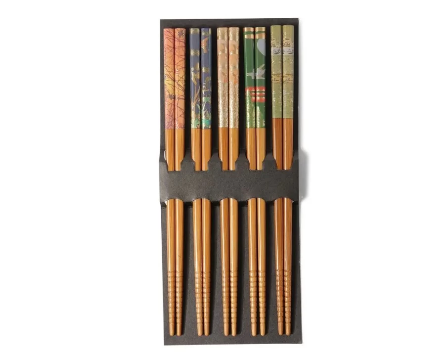 "Eco-Friendly Bamboo Chopsticks Set with Scenic Design by Miya Company – Durable & Stylish Utensils"