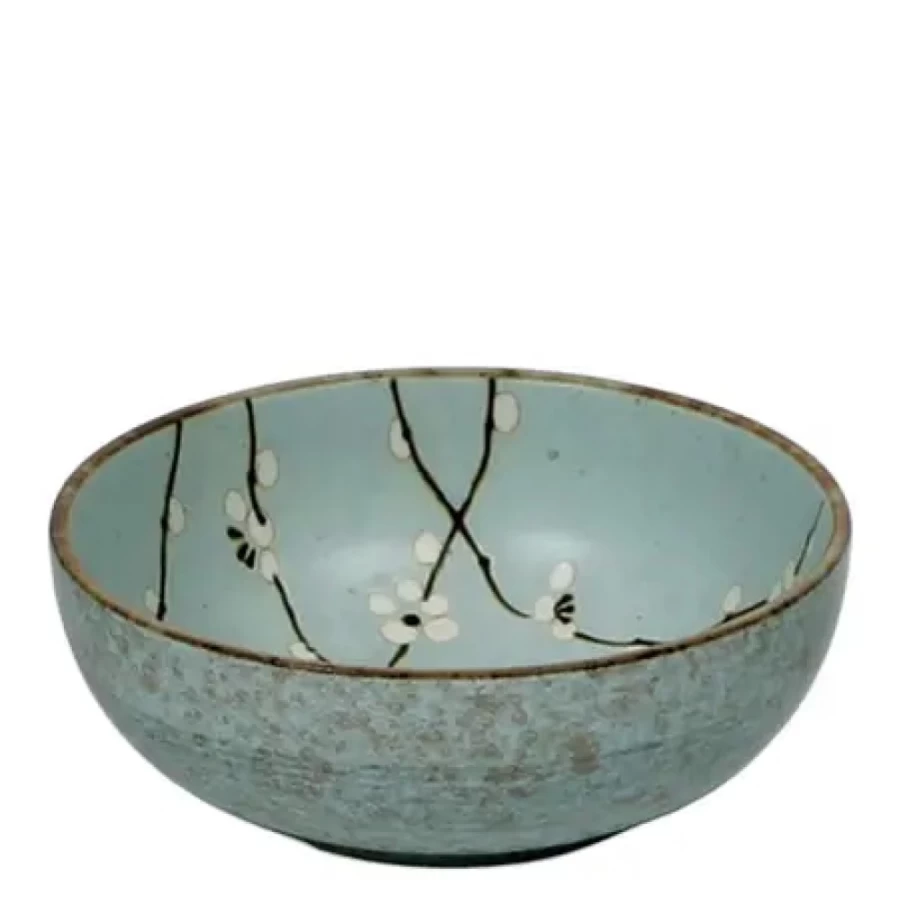 Miya Company Spring Blossoms Decorative Ceramic Bowl - 7 Inch Floral Design Handcrafted Serving Dish