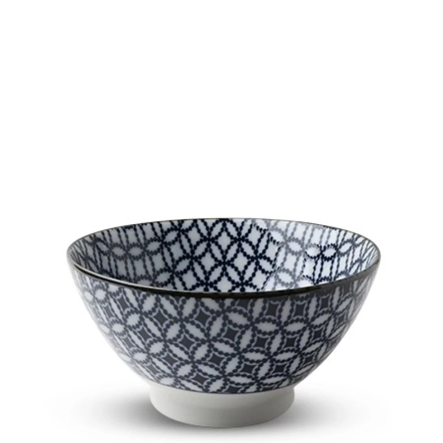 Miya Company Blue & White Shippou 7-Inch Porcelain Noodle Bowl - Handcrafted Japanese Ceramic Dish for Ramen & Soup