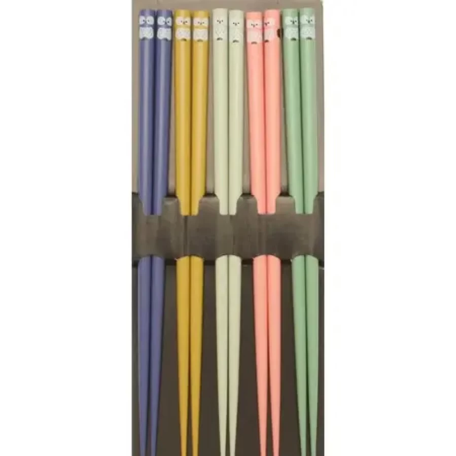 Miya Company Owl Family Chopsticks Set - Unique Animal Design Kitchen Utensils for Dining