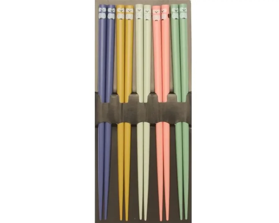 Miya Company Owl Family Chopsticks Set - Unique Animal Design Kitchen Utensils for Dining