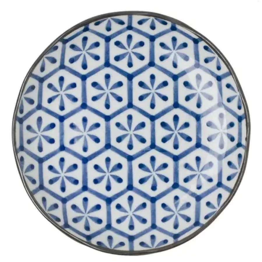 Miya Company Hana Kikkou Ceramic Plate 6.5 Inch Japanese Floral Design Decorative Dish