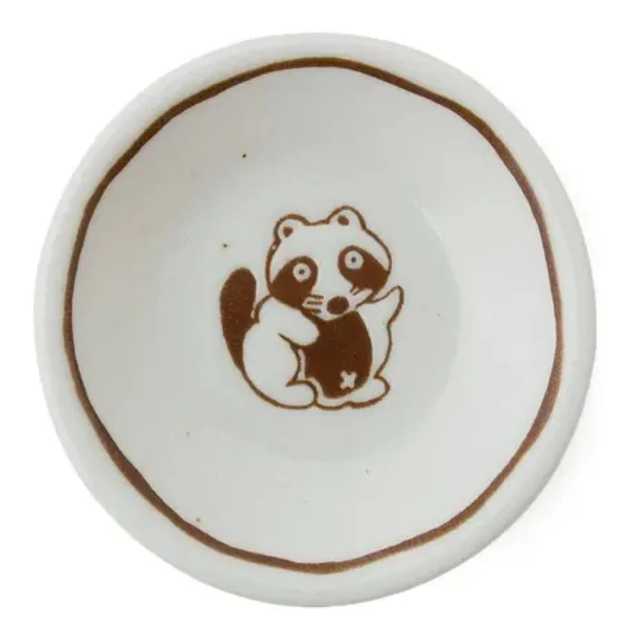 Miya Company 3-Inch Raccoon Design Ceramic Sauce Dish for Dipping and Condiments