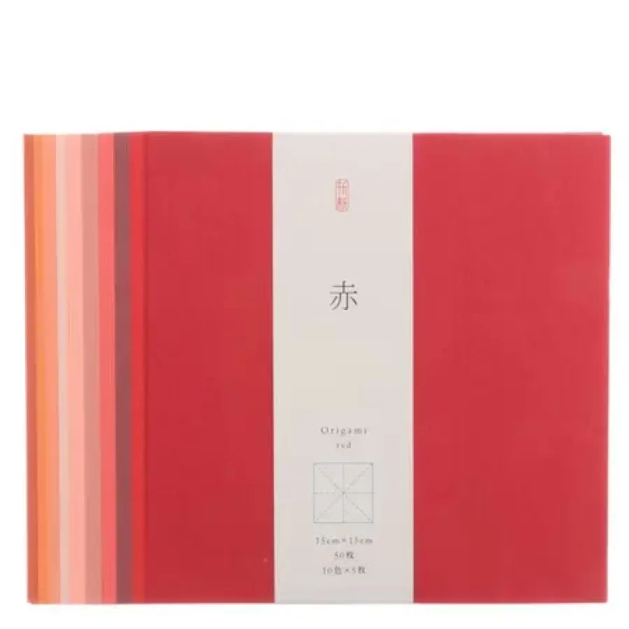 Miya Company Origami Washi Paper - 10 Vibrant Red Shades, 6 Inch Square Sheets for Crafting and DIY Projects