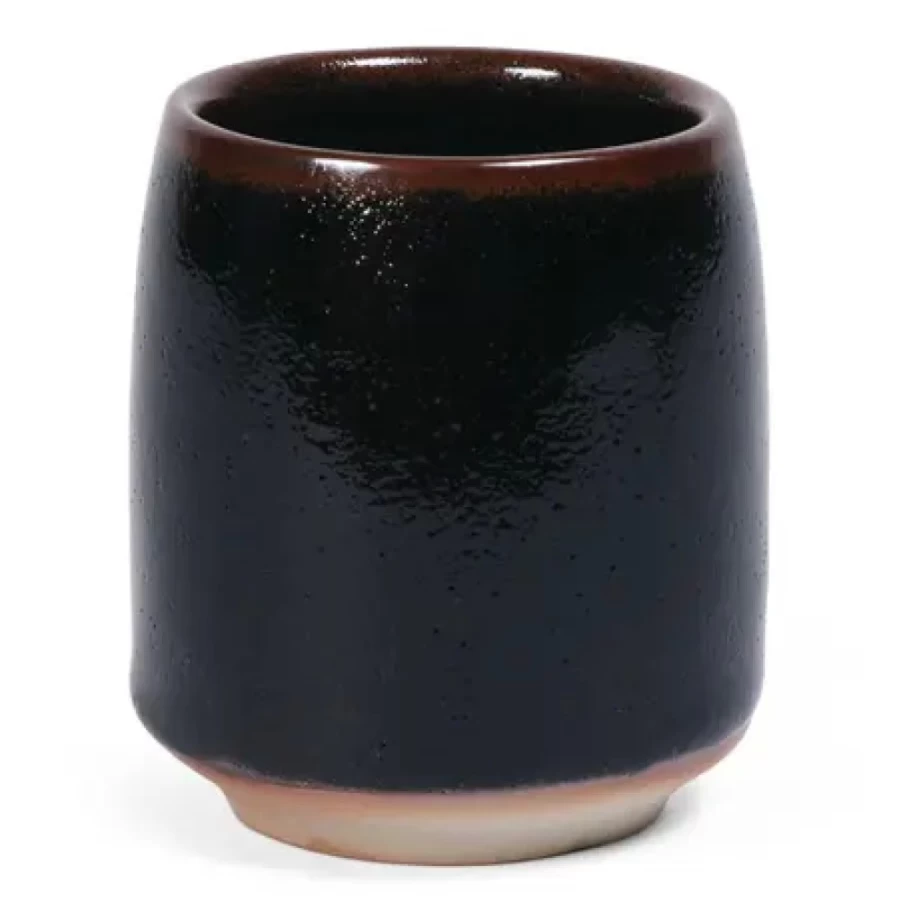 "Miya Company Tenmoku Glaze 6 Oz Ceramic Teacup - Handcrafted Japanese Tea Cup for Matcha or Green Tea"