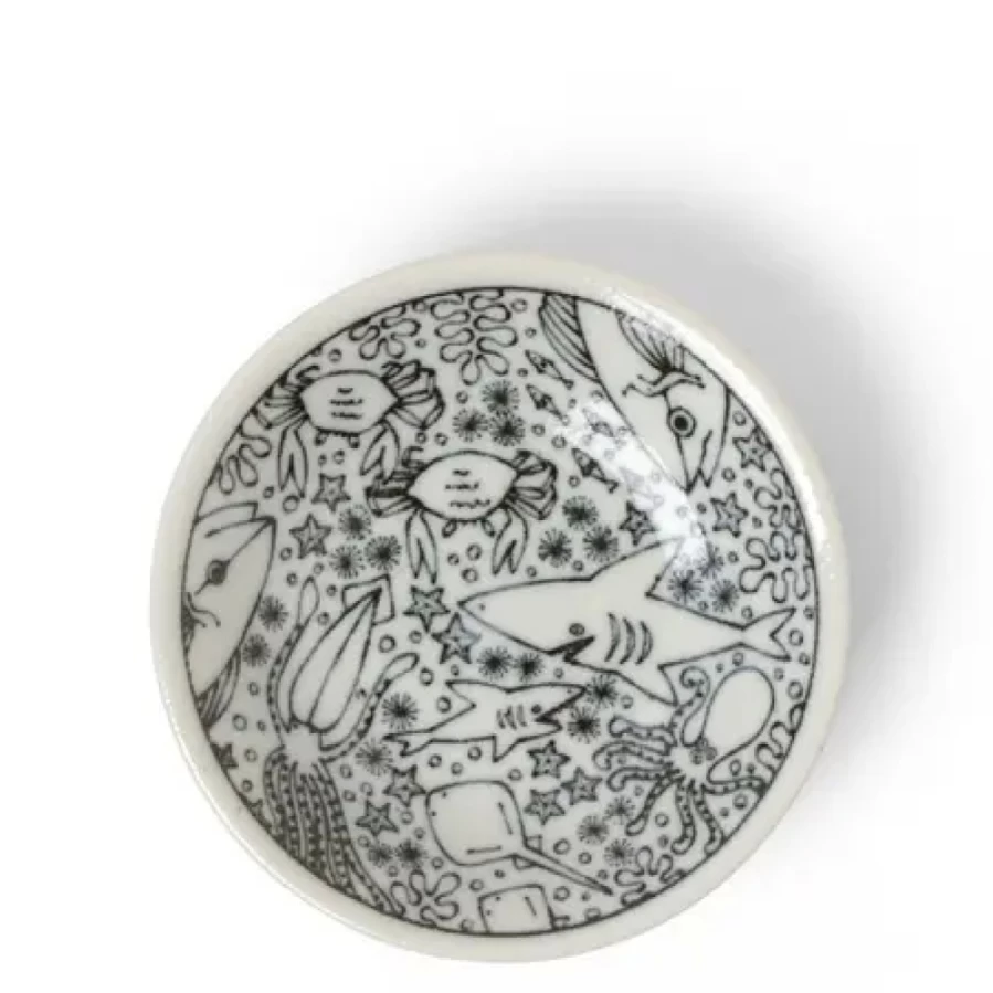 "4 Inch Happy Sea Creatures Sauce Dish by Miya Company – Ceramic Condiment Bowl for Dining & Decor"