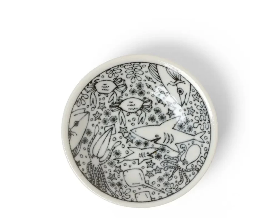 "4 Inch Happy Sea Creatures Sauce Dish by Miya Company – Ceramic Condiment Bowl for Dining & Decor"