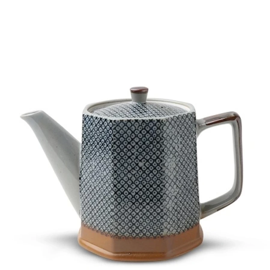 Miya Company Vintage Blue Polka Dot Tea Pot - Handcrafted Ceramic Teapot for Tea Lovers