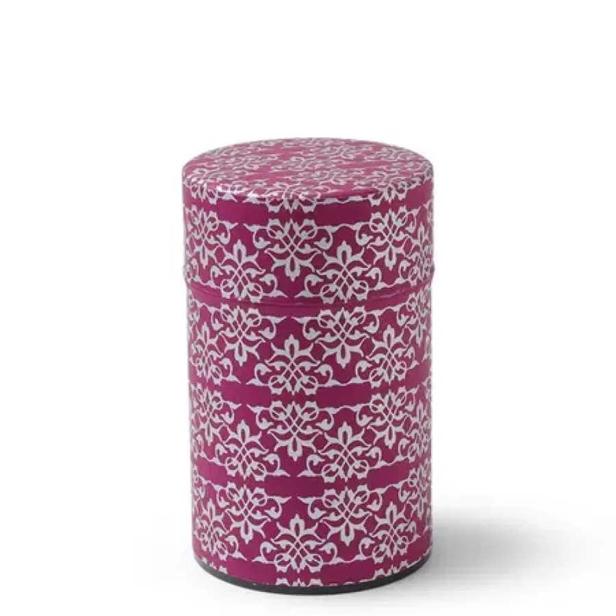 Miya Company Airtight Tea Canister - Fuschia & Silver Bar Design for Freshness & Style