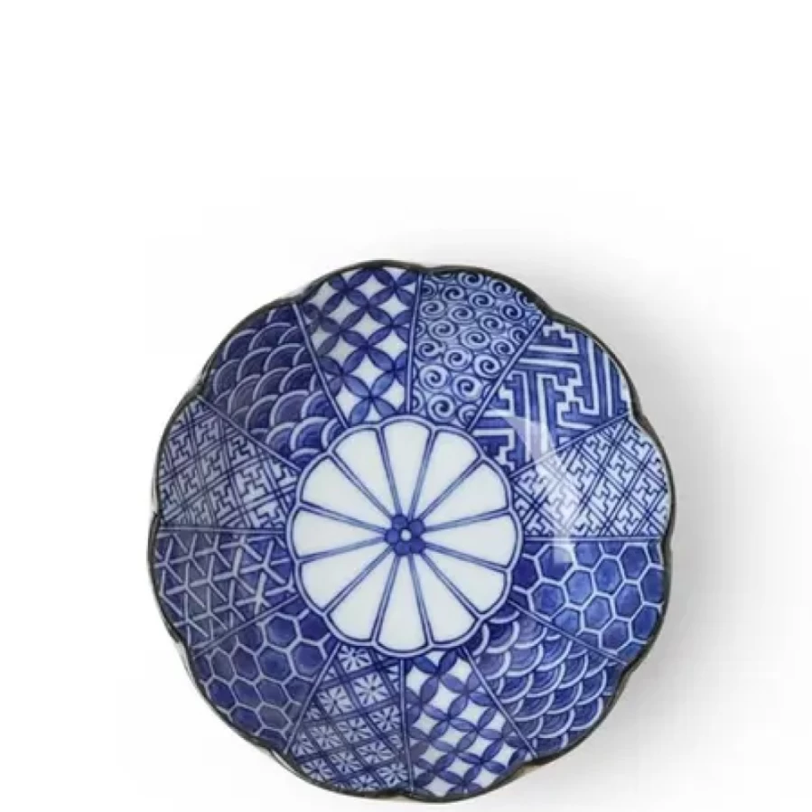 Miya Company Blue Nishiki 5.25" Ceramic Bowl - Handcrafted Japanese Style Serving Dish