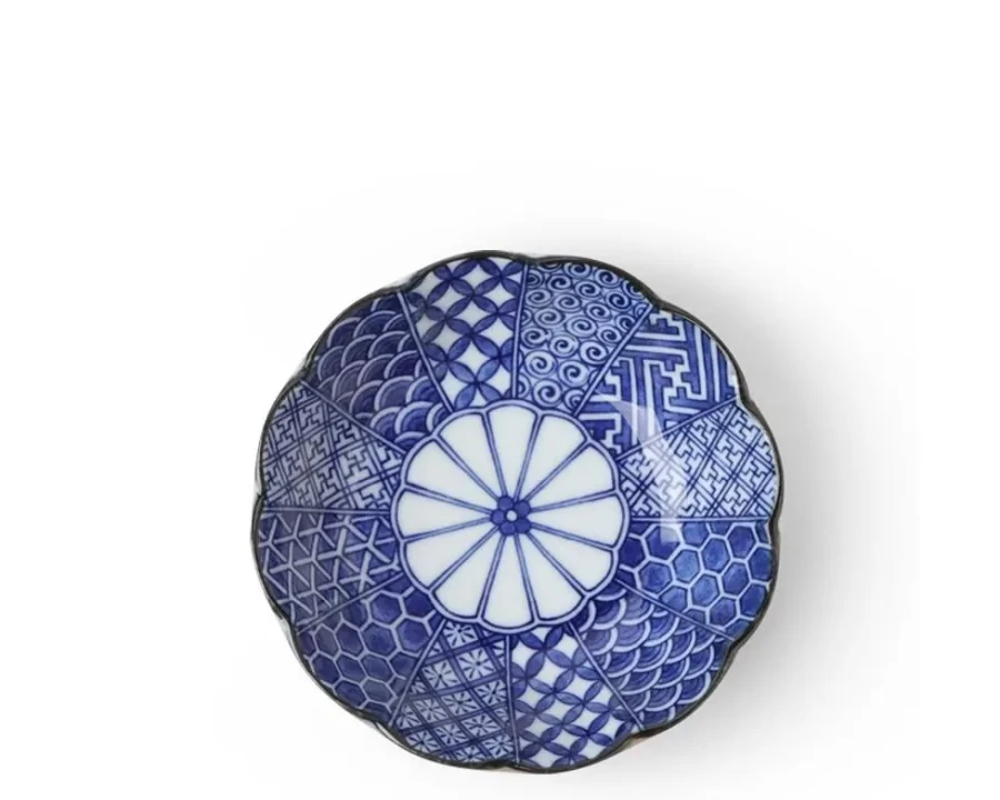 Miya Company Blue Nishiki 5.25" Ceramic Bowl - Handcrafted Japanese Style Serving Dish